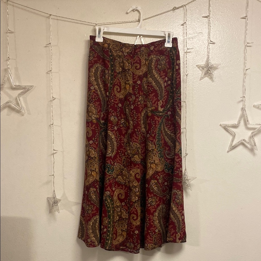 Koret Red and Brown Maxi Button Up Skirt